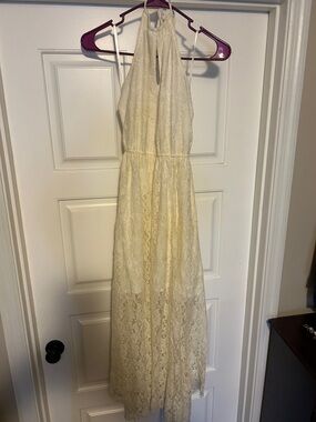 Abercrombie & Fitch Cream Lace Halter Maxi Dress